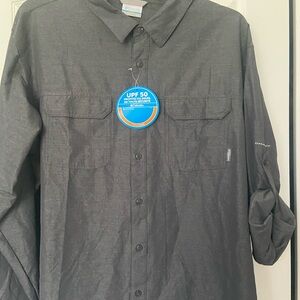 Columbia Men's Long Sleeve Button-Down Shirt in Dark Gray